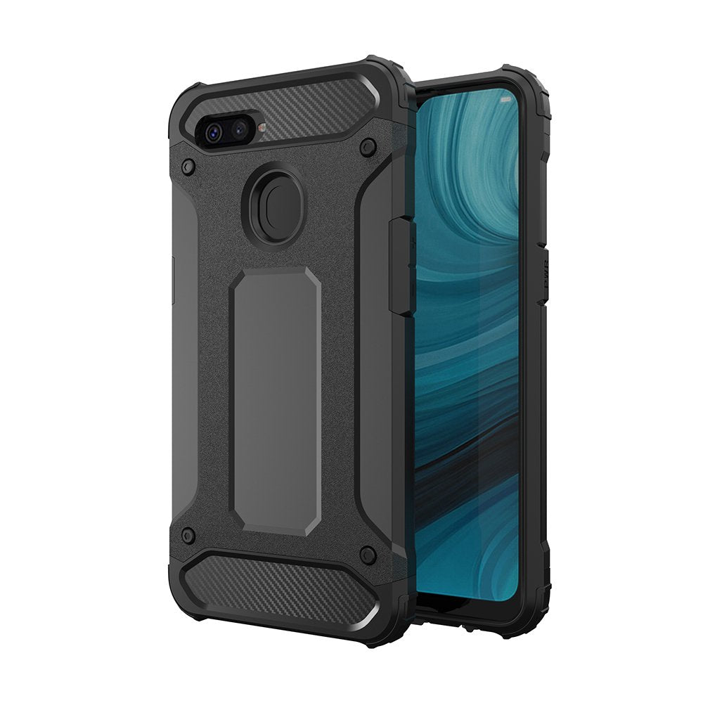 Hybrid Armor Case Capa resistente e resistente para Oppo A12 - A5s - A7 preto