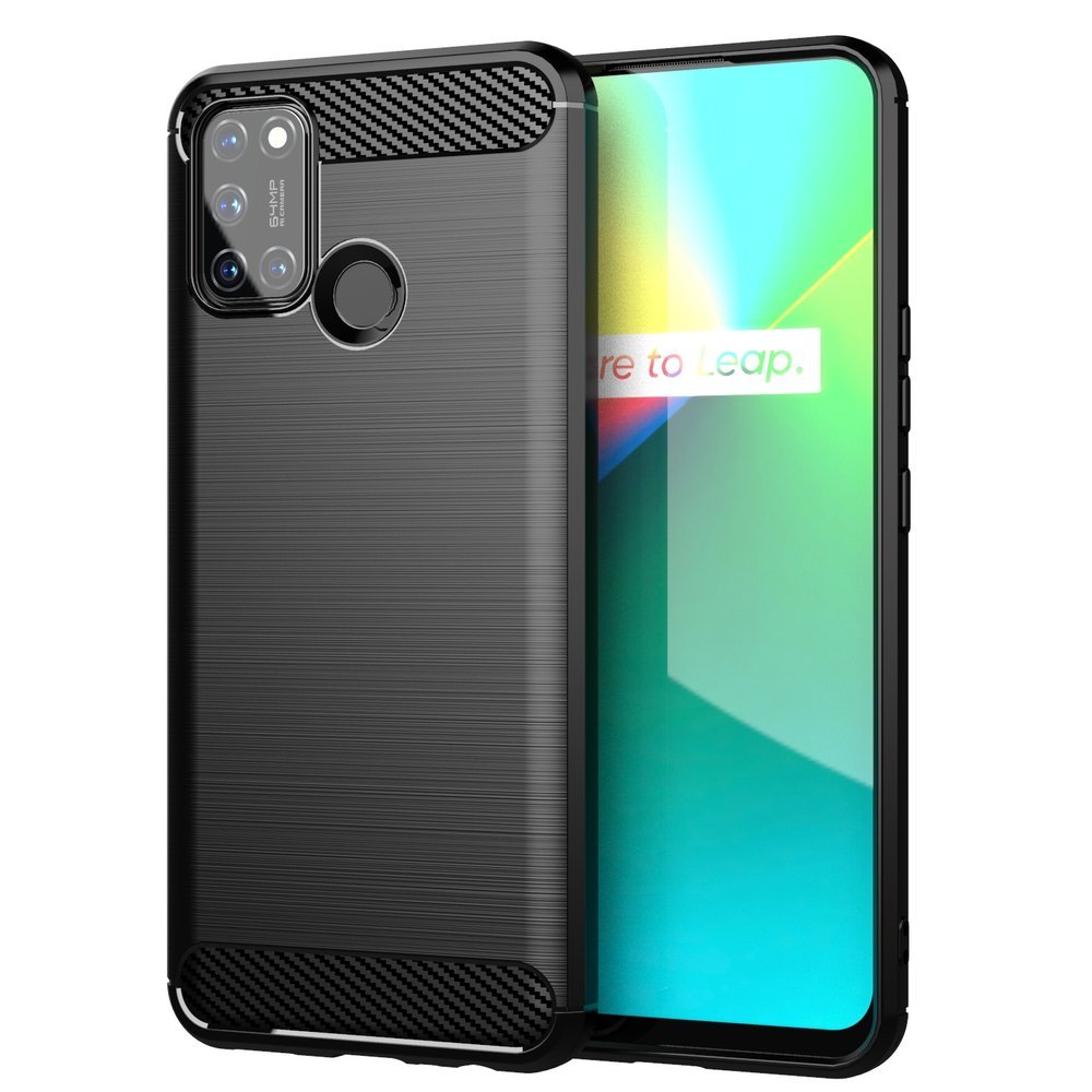 Capa carbono Capa Flexível de TPU para Realme C21 preta