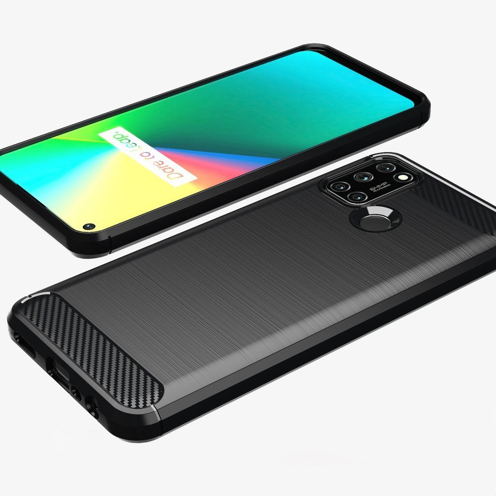 Capa carbono Capa Flexível de TPU para Realme C21 preta