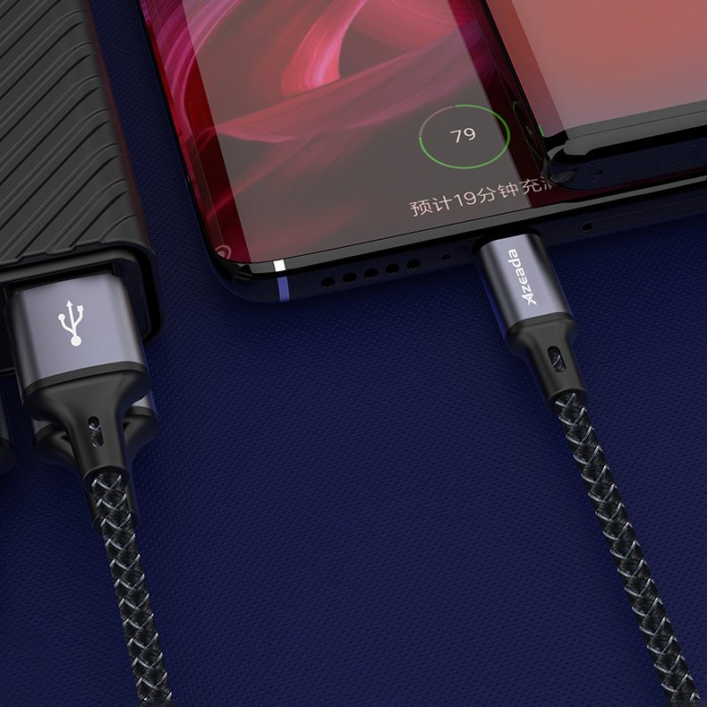 Cabo de dados USB de carregamento rápido da série Proda Azeada - Micro USB 3A 1m cinza (PD-B52m)