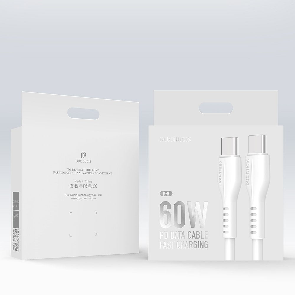 Dux Ducis KV USB Tipo-C - Cabo USB Tipo-C 60 W 3 A 1 m Power Delivery Quick Charge branco