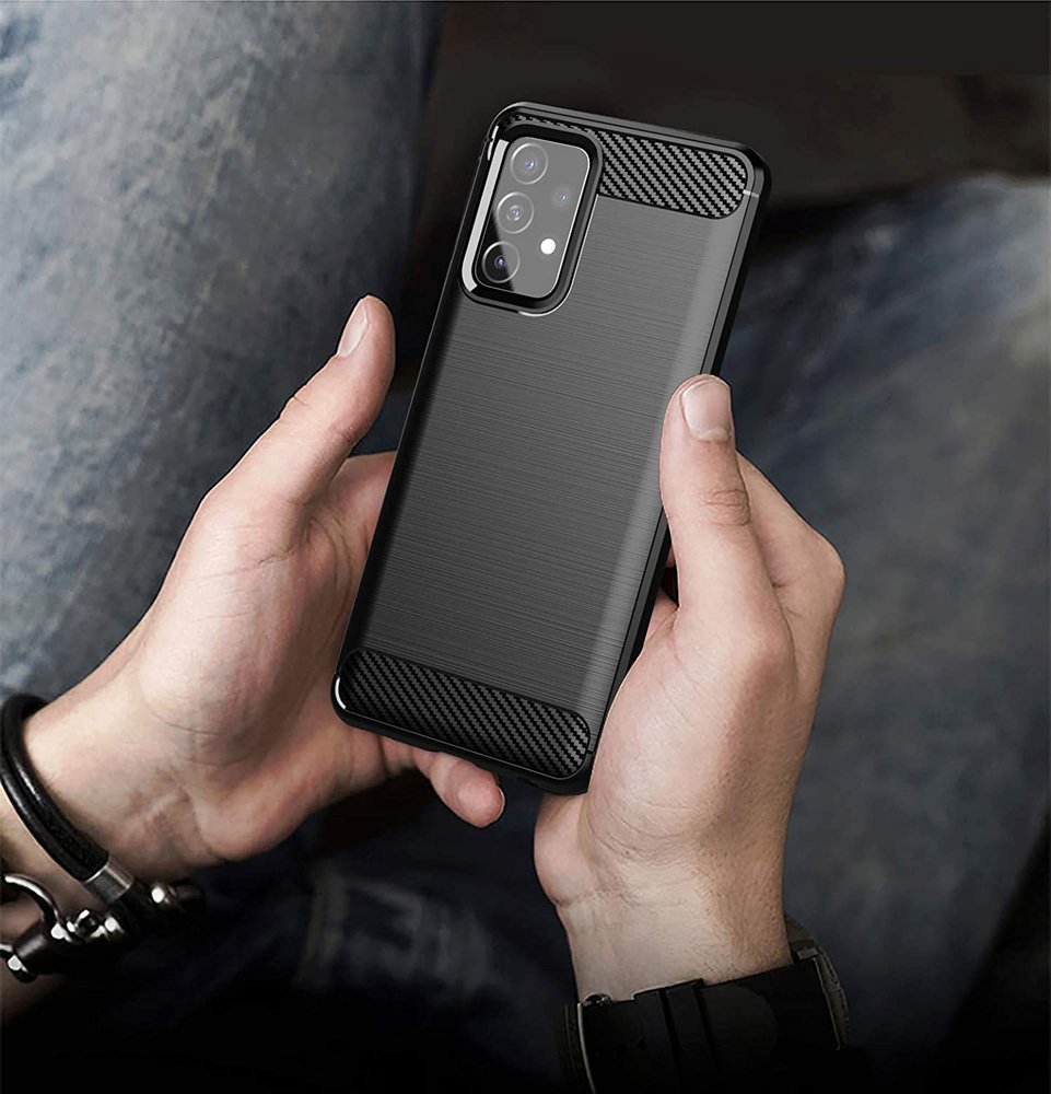 Capa carbono Capa flexível de TPU para Samsung Galaxy A72 4G preta