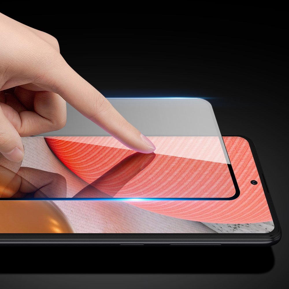 Protetor de tela resistente de vidro temperado Dux Ducis 9D totalmente coberto com armação para Samsung Galaxy A72 4G preto (case amigável)