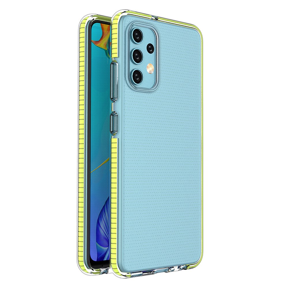 Capa protetora de gel TPU transparente com moldura colorida para Samsung Galaxy A32 4G amarelo
