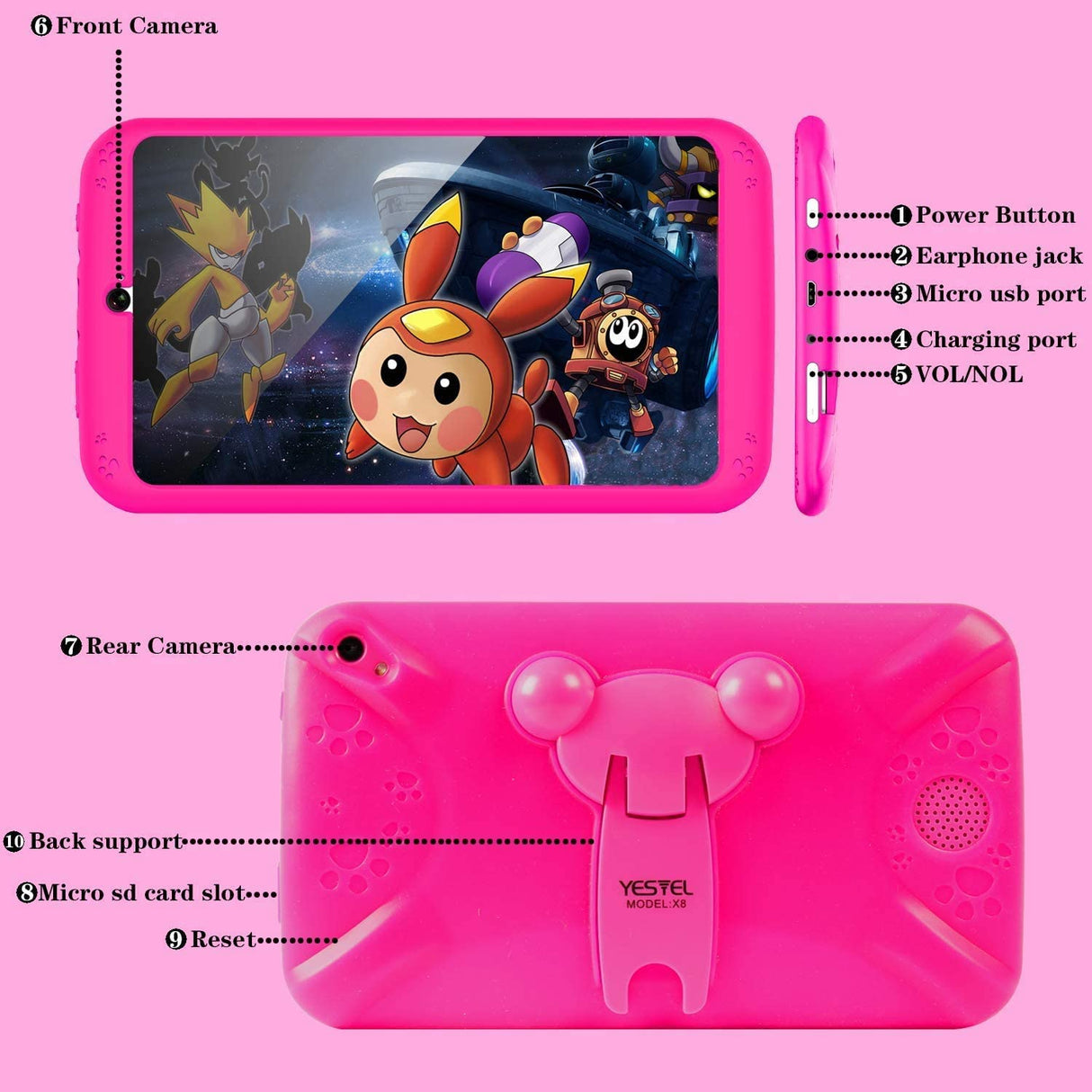 Tablet educativo para crianças 1GB/16GB kids Rosa