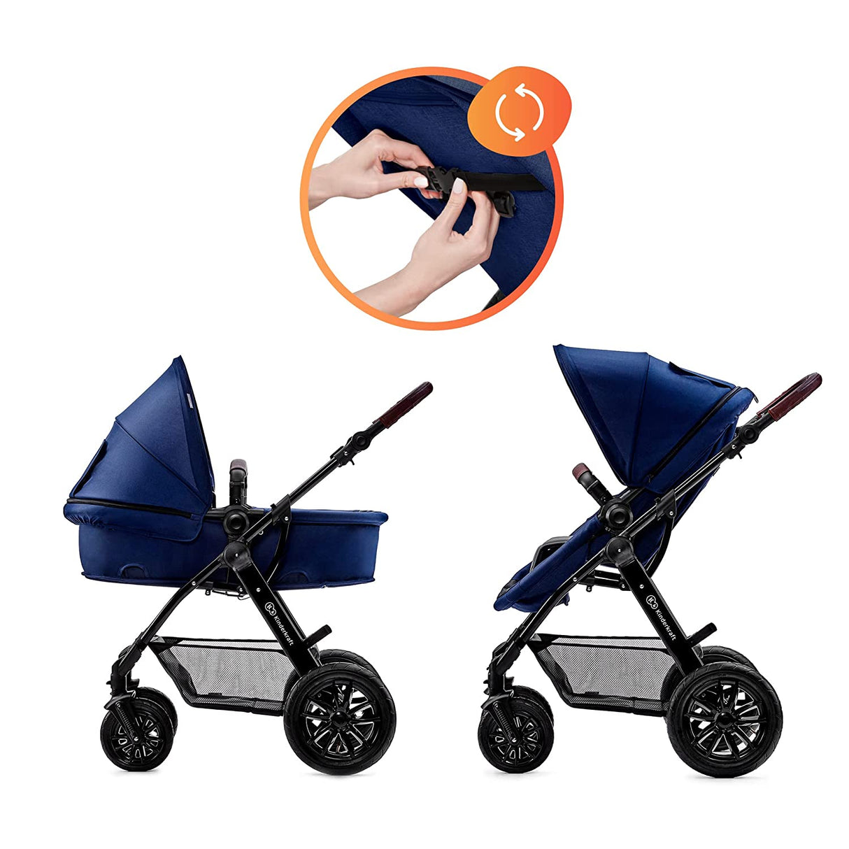 KINDERKRAFT Carrinho de Bebé Trio 3 Em 1 Moov - Azul