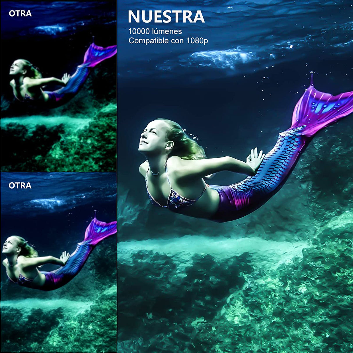 Projetor 1080P 10000 Lúmens Contraste 10000:1