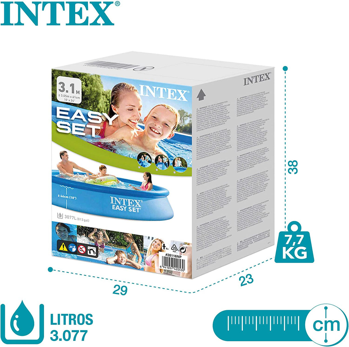 Intex 55238 - Piscina insuflável, Ø 305 x 61 cm, 3,077 litros