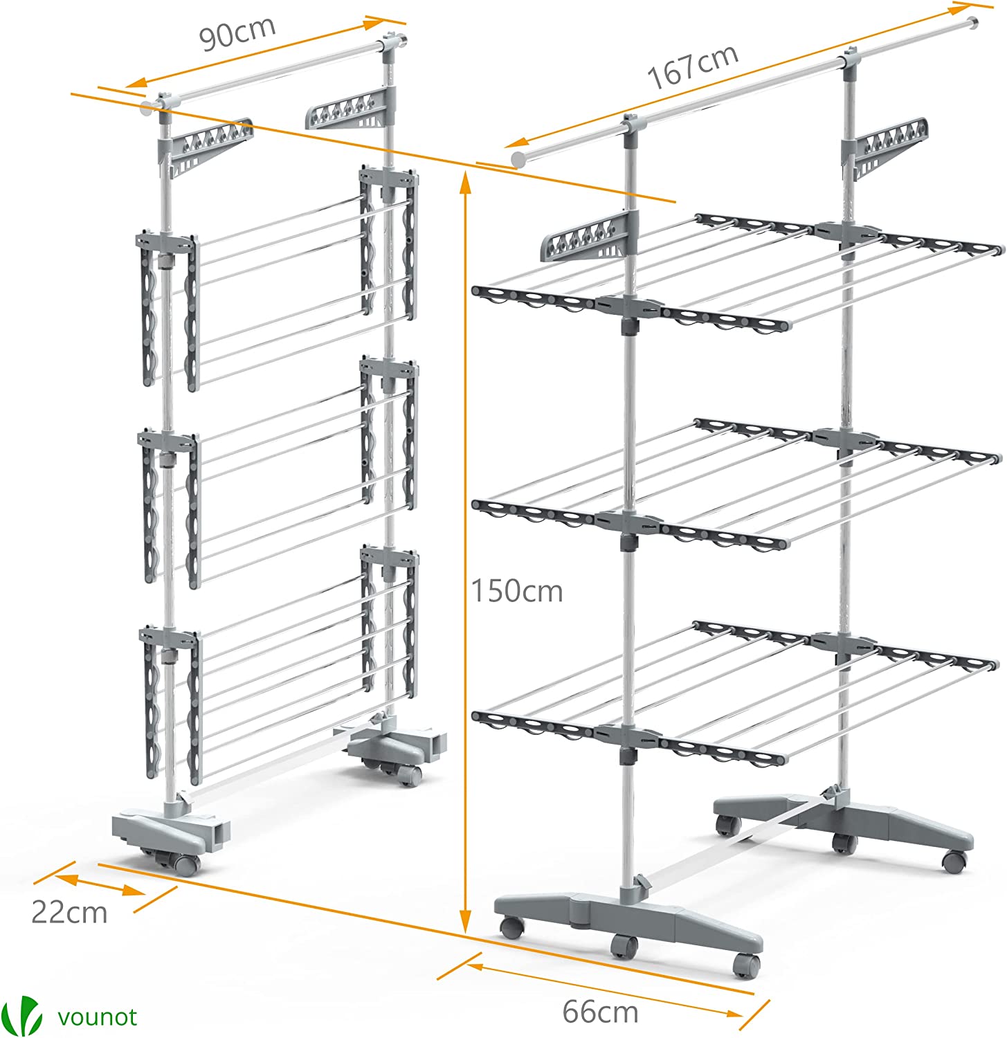 Estendal de Roupa Vertical Extensível e Ajustável