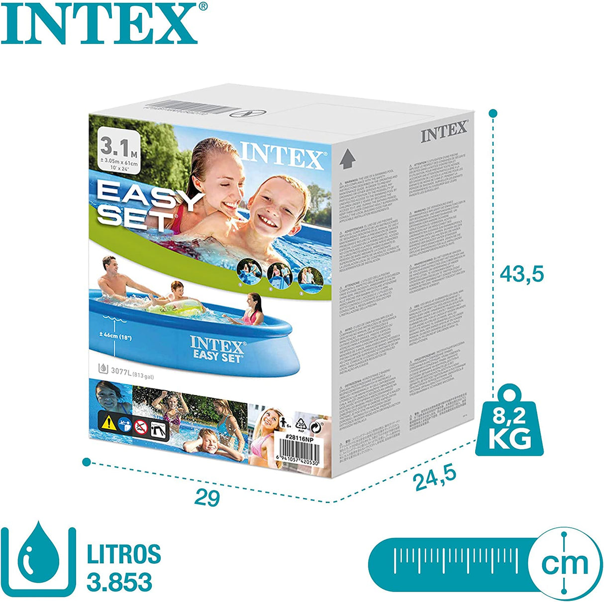 Intex - Pool de conjunto rápido de 10 pés x 30in (28120) /brinquedos externos /azul