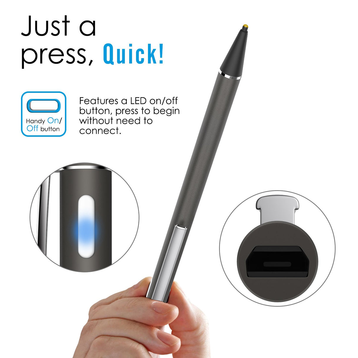 Active Stylus Pen Caneta Capacitiva Universal de Alta Precisão para Ecrãs - iOS / Android / Windows - Microsoft iPad iPhone Samsung Asus... - Multi4you®