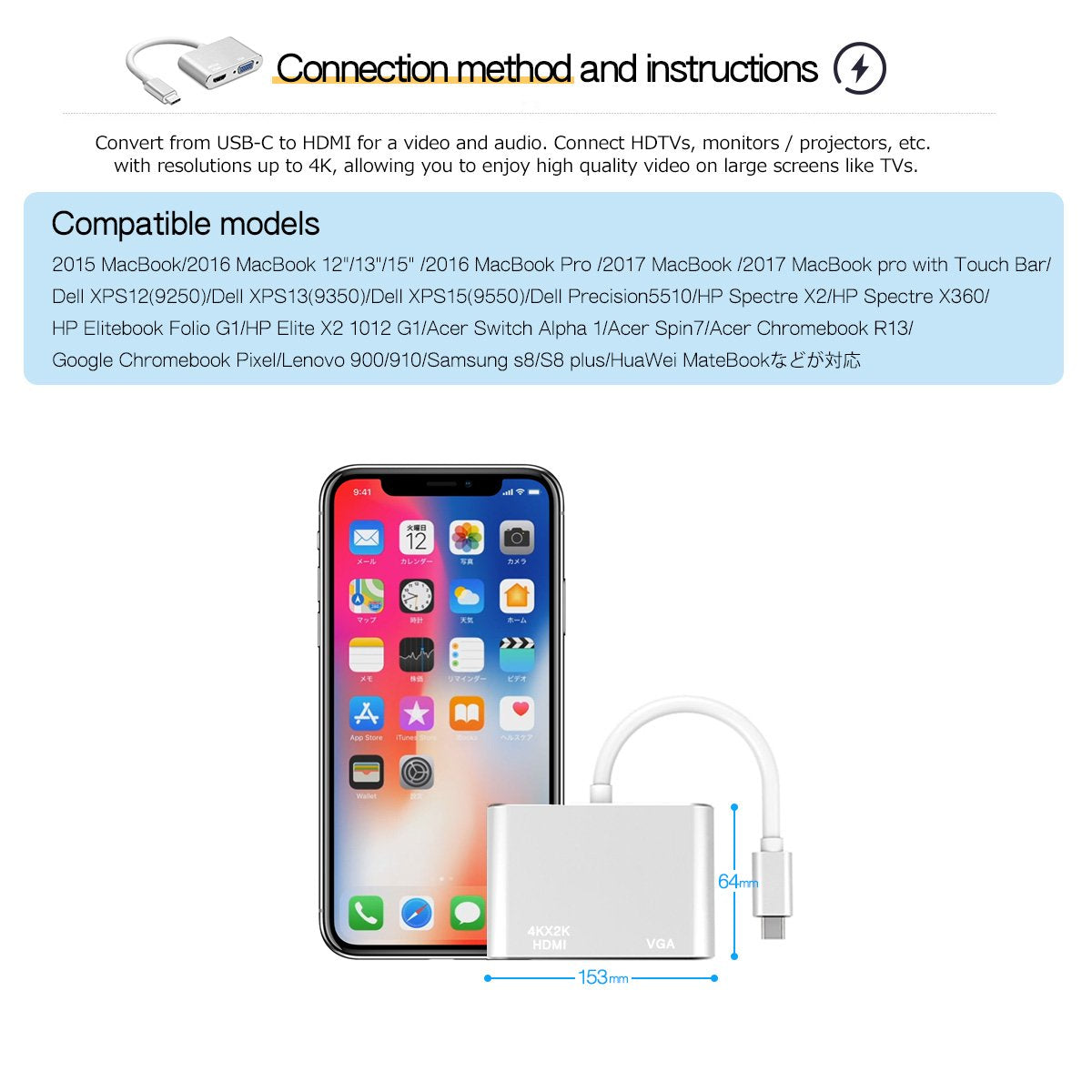 Adaptador Converter USB-C para HDMI + VGA 2k/4k - Multi4you®