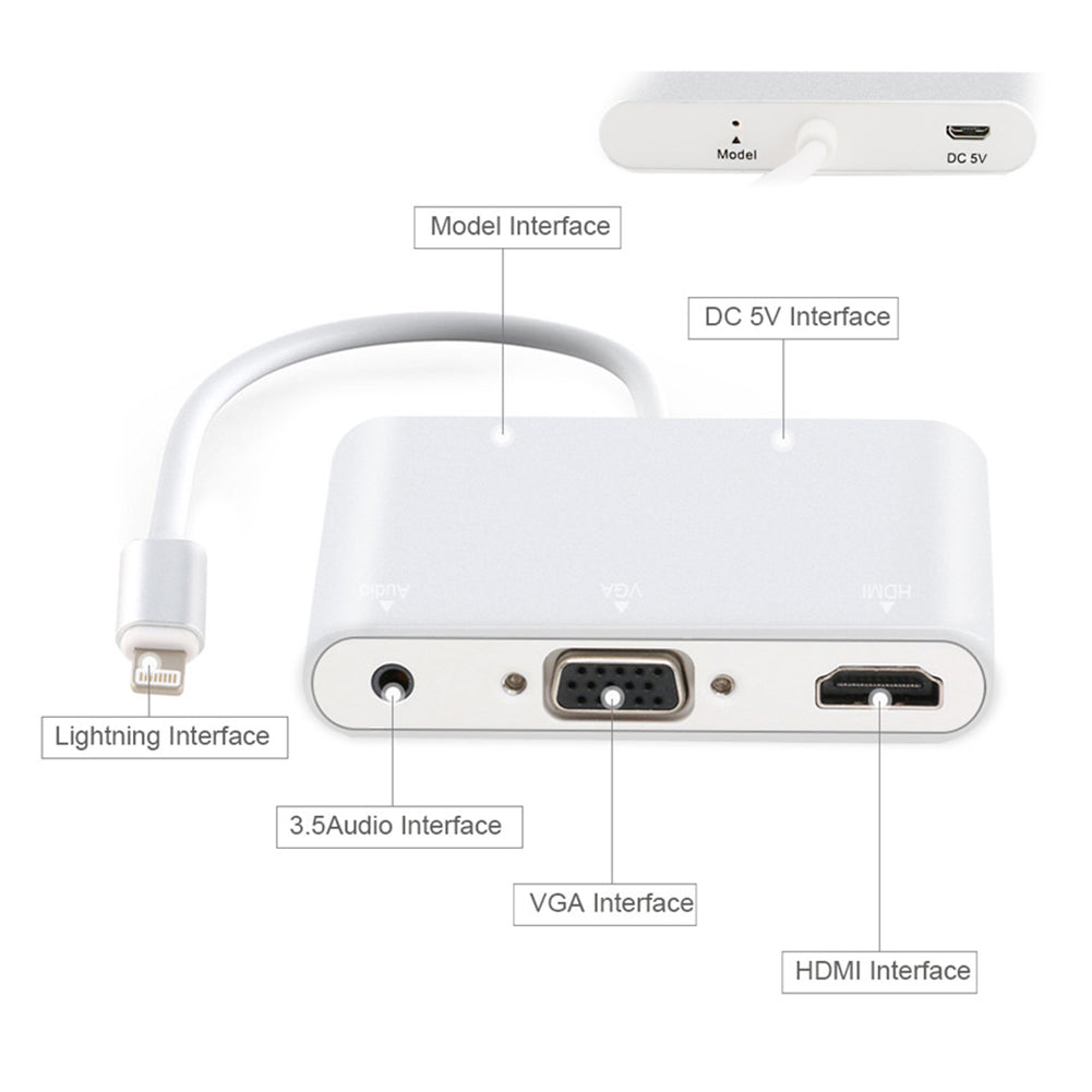 Adaptador Lightning para HDMI / VGA com Áudio e Alimentação - Multi4you®