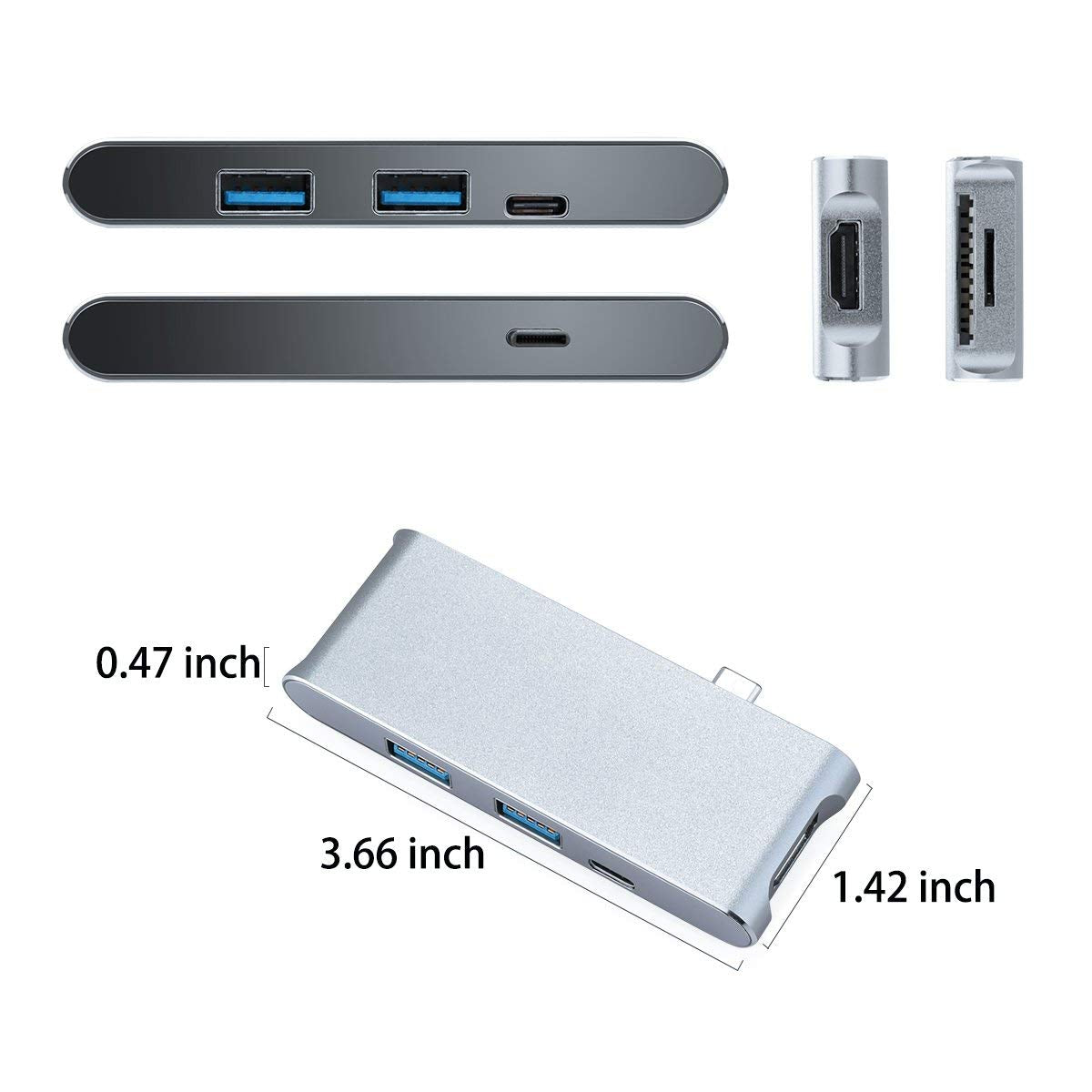 Adaptador USB-C para HDMI 4K USB 3.0 HUB com Leitor de Cartões SD / Micro SD TF 6 em 1 - Multi4you®