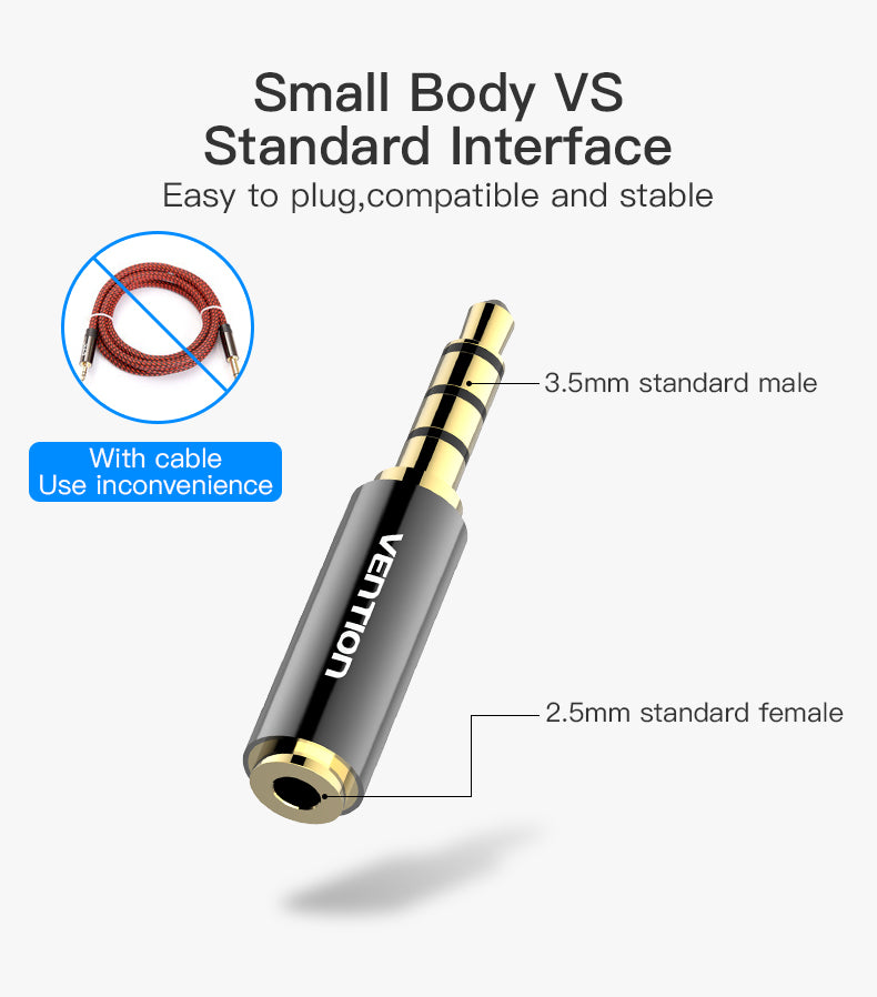 Adaptador Vention Jack 3,5mm para 2,5mm Fêmea