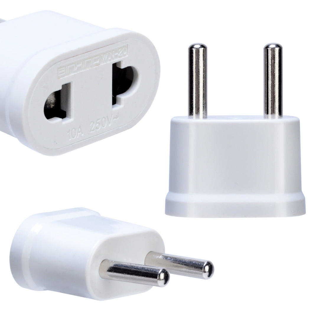 Adaptador de Tomada EU / EUA para EU 10A 250V (Branco) - Multi4you®