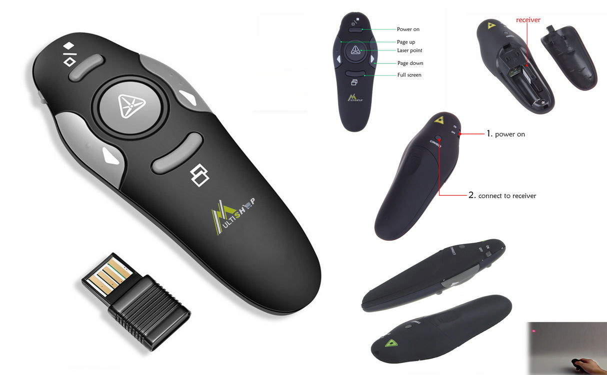 Apresentador Wireless Presenter Universal com Laser Apontador - Multi4you®