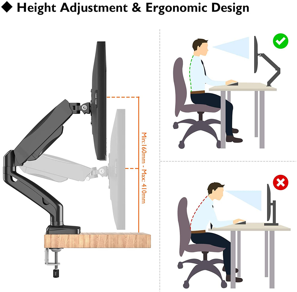 Suporte de Mesa Universal para TV Monitor 13"-27" Gaming / Escritório com Áudio e USB 3.0