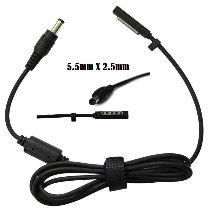 Cabo de Alimentação com Pino 5.5mm x 2.5mm para Microsoft Surface RT, 2, Pro 2, Pro (2013) (1m) - Multi4you®