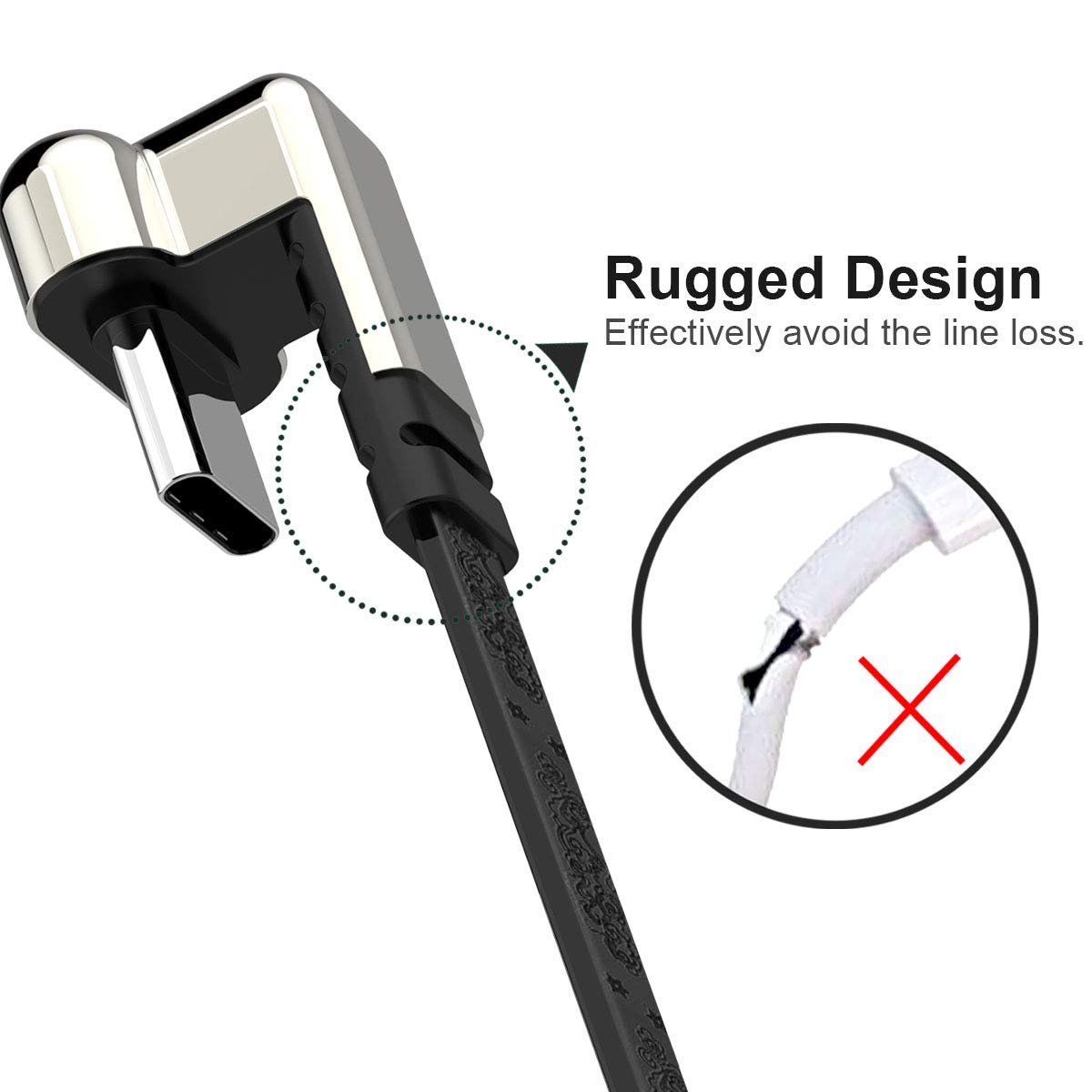 Cabo USB Tipo C 180 Graus Flat Resistente - Multi4you®