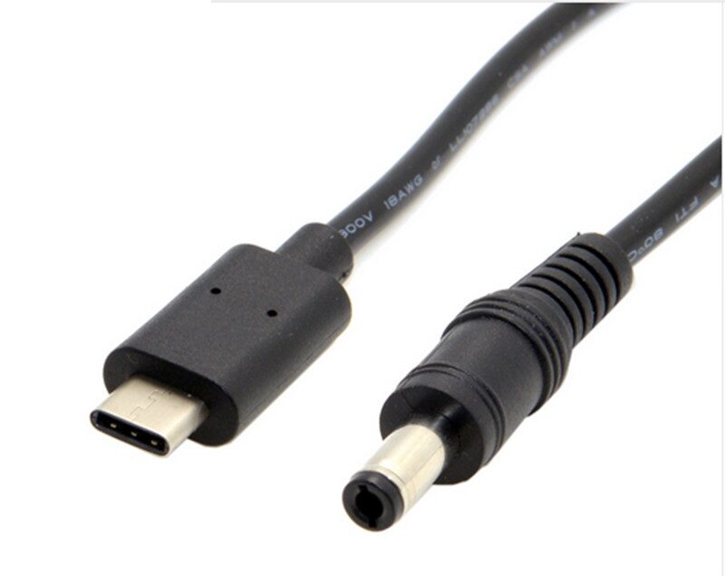 Cabo de Alimentação USB-C para Conector 5.5mm x 2.1mm (Preto) (1m)