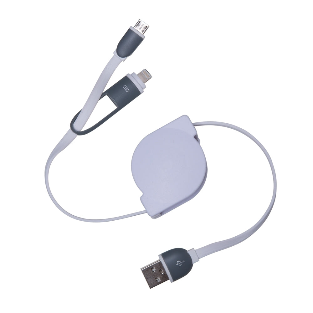 Cabo 2 em 1 Lightning Micro USB para USB Retrátil