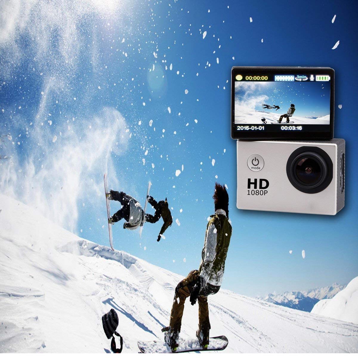 Câmara de Ação Full HD 1080p com Case a Prova D'Água - Action Cam Waterproof - Multi4you®