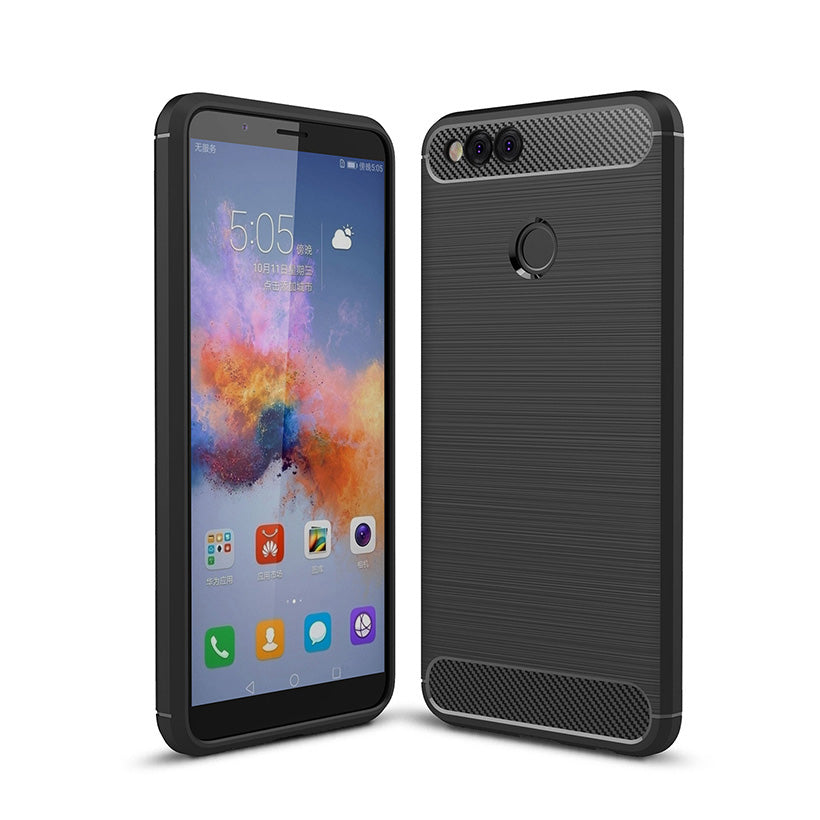Capa Carbon Gel TPU Carbono Preto para Huawei Honor 7X - Multi4you®