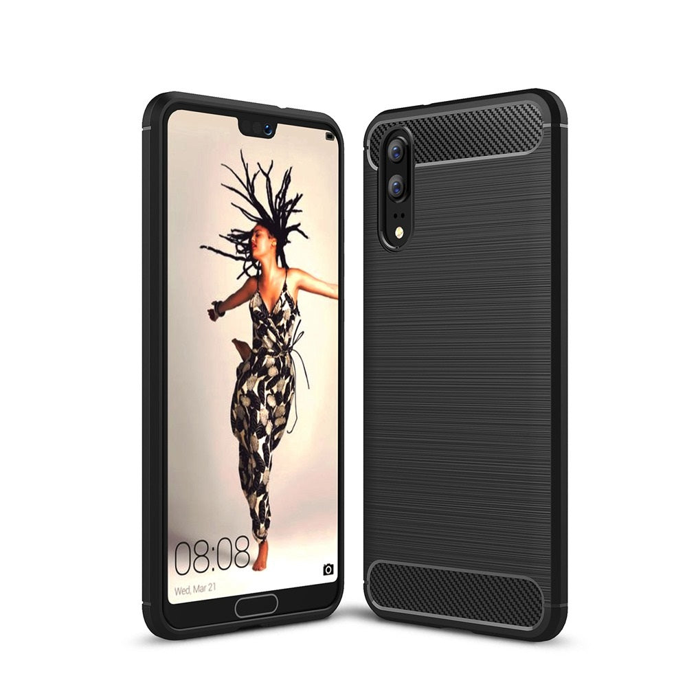 Capa Carbon Gel TPU Carbono Preto para Huawei P20 - Multi4you®