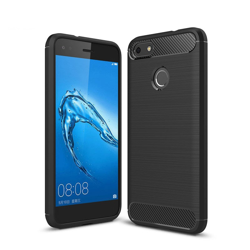 Capa Carbon Gel TPU Carbono Preto para Huawei P9 lite mini / Huawei Y6 Pro 2017 - Multi4you®