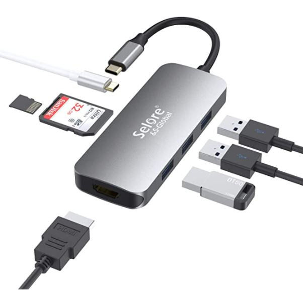HUB USB-C 7 EM 1 (USB-C / 3xUSB 3.0 / TF/ SD e HDMI)