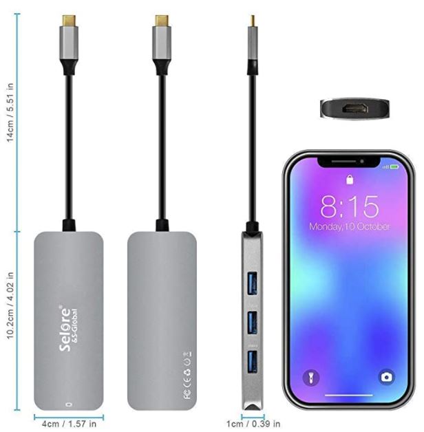 HUB USB-C 7 EM 1 (USB-C / 3xUSB 3.0 / TF/ SD e HDMI)