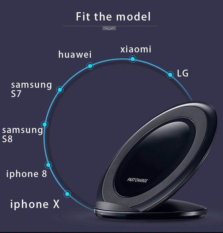 Carregador Wireless Qi Vertical para Smartphone (Pretro) - Multi4you®