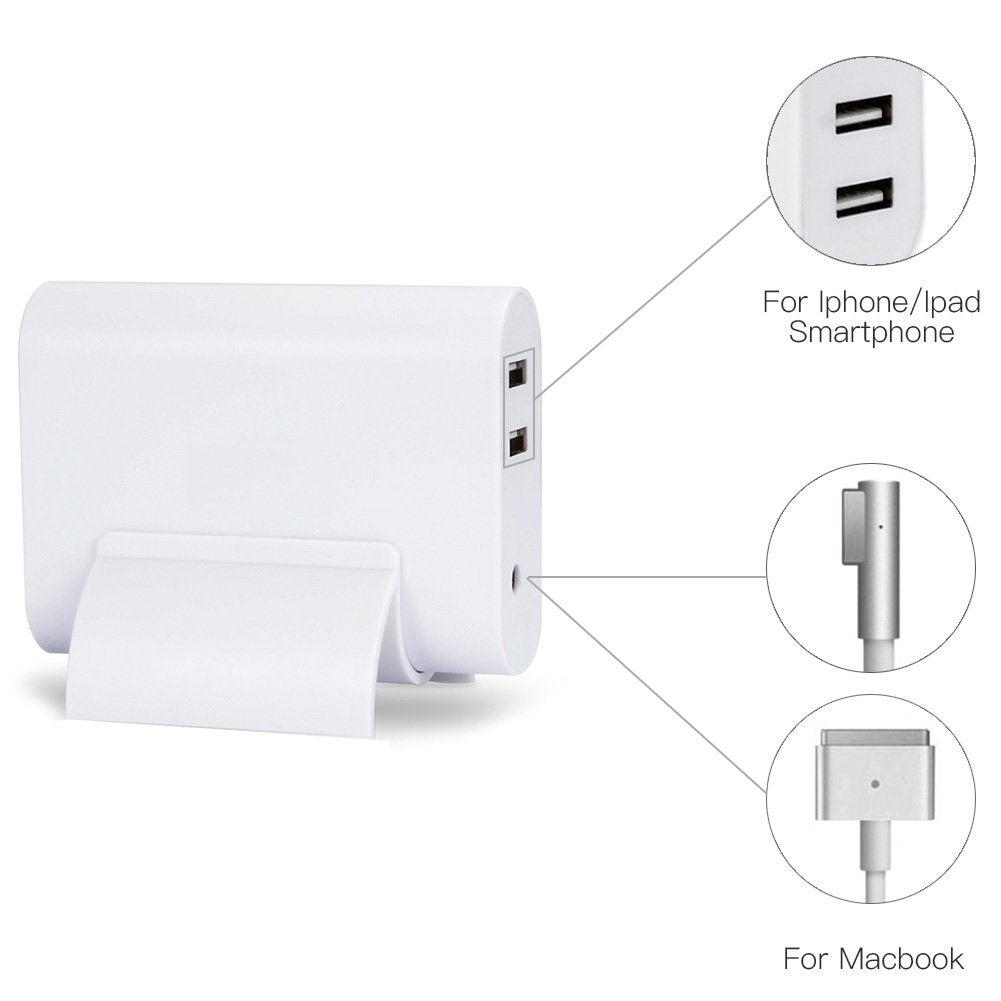 Carregador para MacBook 4 em 1 - 45W / 60W Tipo T (14.5V-3.1A/16.5V-3.65A + 2 USB 5V-2.1A)