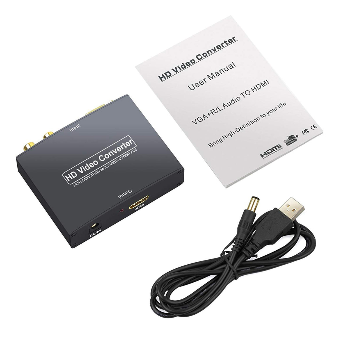 Conversor VGA RCA para HDMI Full HD 1080P 1.65 Gbps VGA R/L Stereo Anti-Interferência - Multi4you®