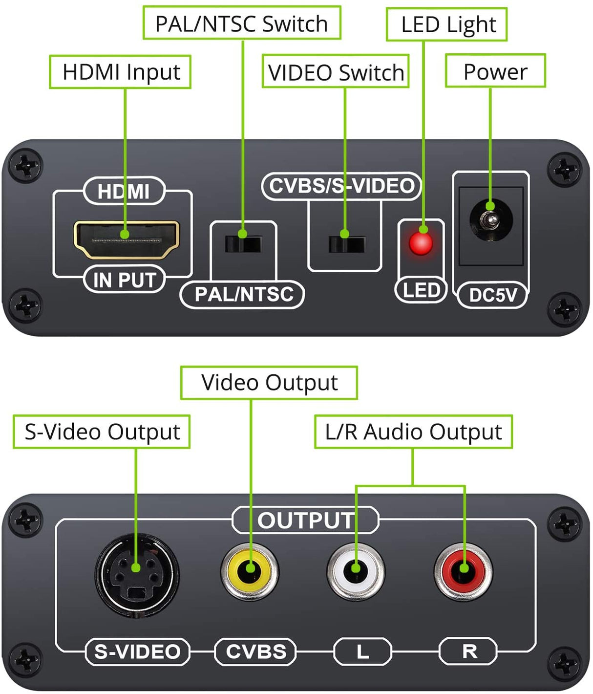 Conversor de Vídeo HDMI para RCA / S-Vídeo