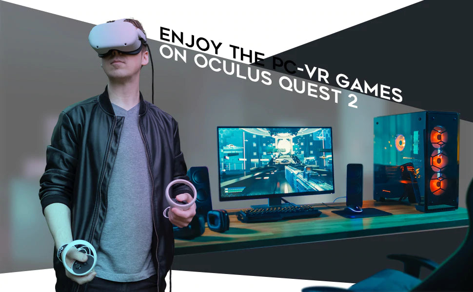 DESTEK Cabo USB de dados 5 m Compativel com Oculus Meta Quest 2 - Oculus Quest Link Steam VR