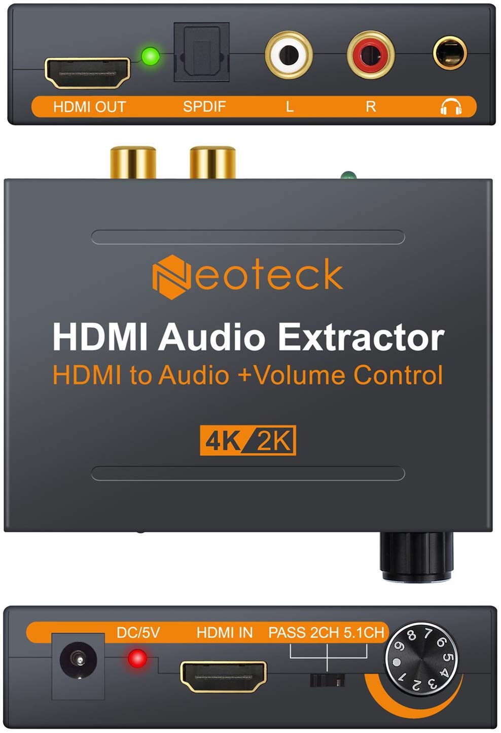 Extrator De áudio HDMI Áudio Toslink RCA