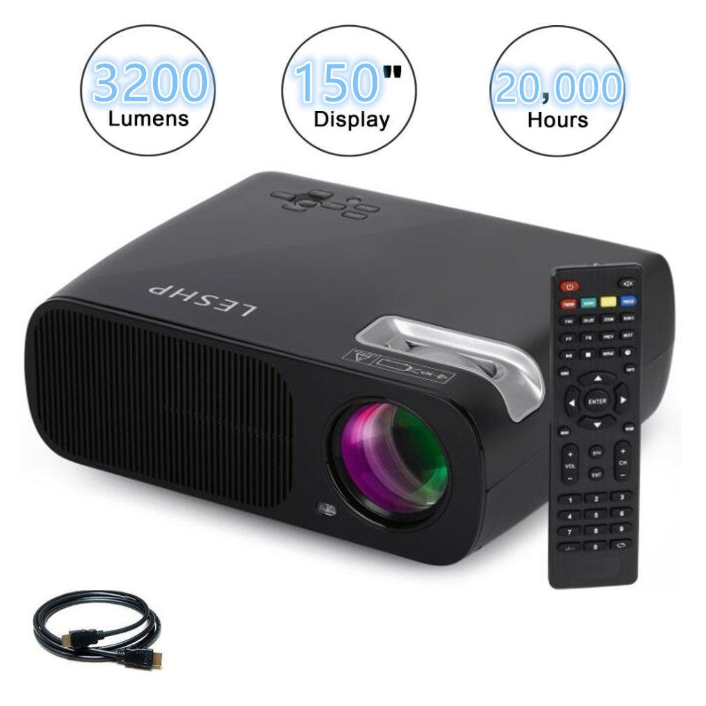 LESHP Vídeo Projetor Portátil 3200 Lumens 1080P LED
