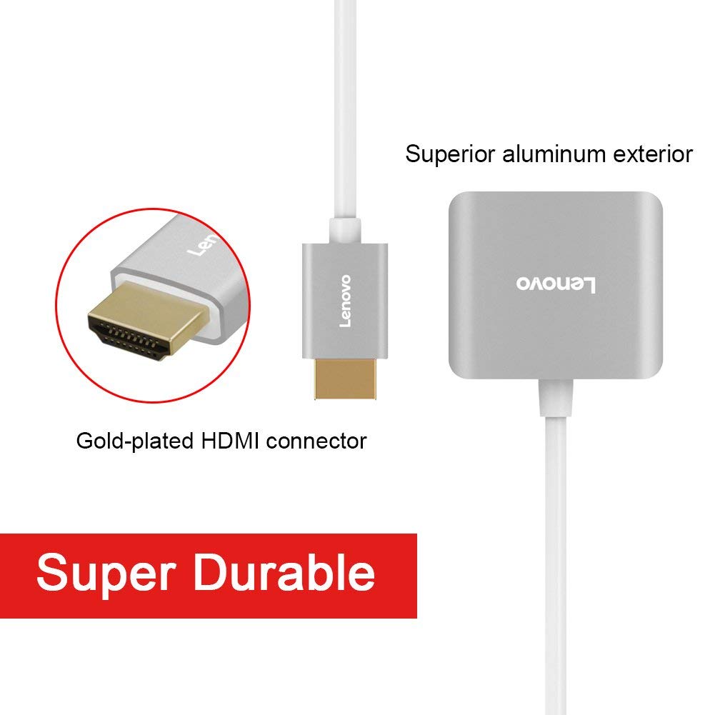 Adaptador Conversor de HDMI para VGA Lenovo H201 Com Áudio Jack 3.5mm + Micro USB (Grey)