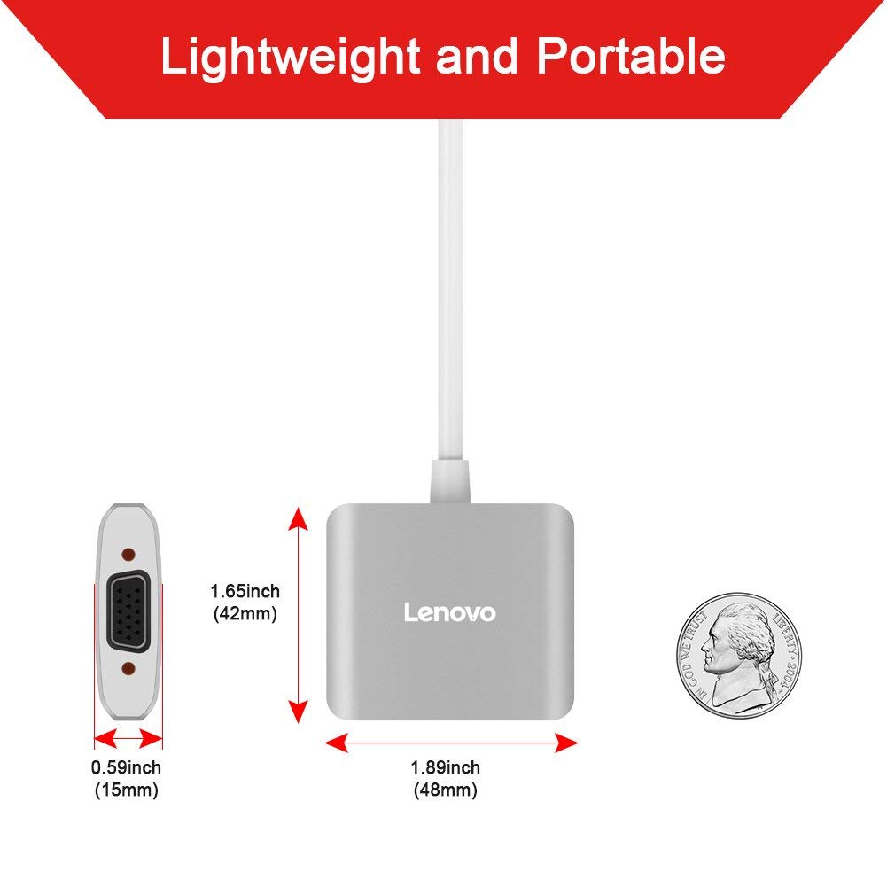 Adaptador Conversor de HDMI para VGA Lenovo H201 Com Áudio Jack 3.5mm + Micro USB (Grey)