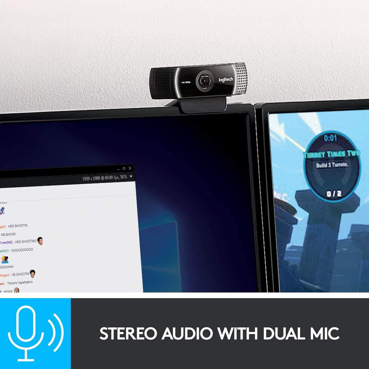Logitech C922 Pro Webcam, HD 1080p/30fps