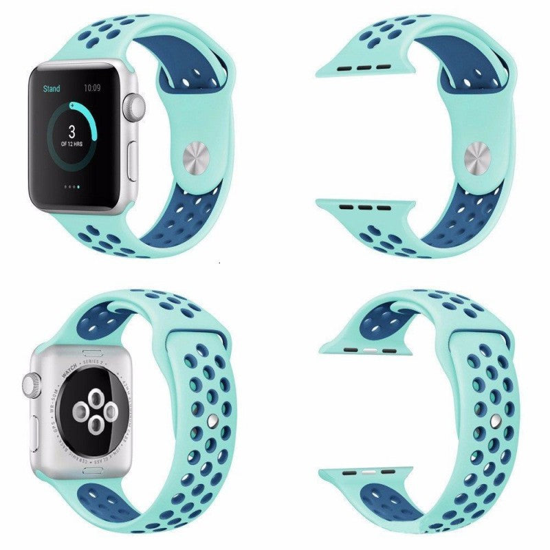 Pulseira Bracelete Desportiva Silicone para Apple Watch 42mm MENTA/AZUL - Multi4you®