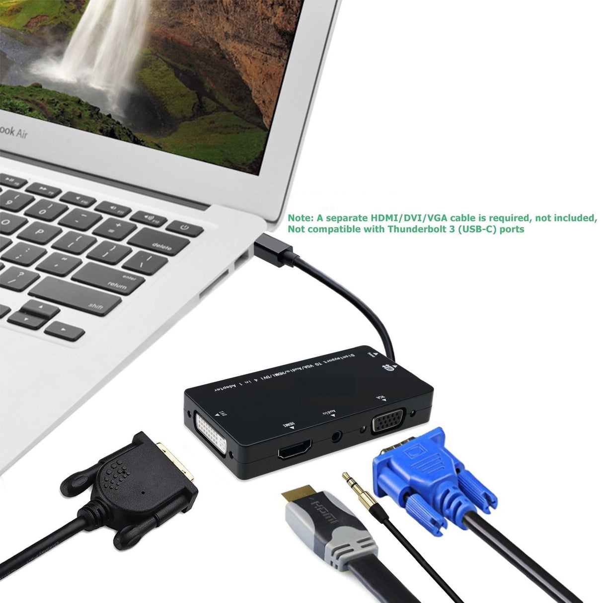 Adaptador Mini DisplayPort para DVI / HDMI / VGA com Áudio / Alimentação - Multi4you®