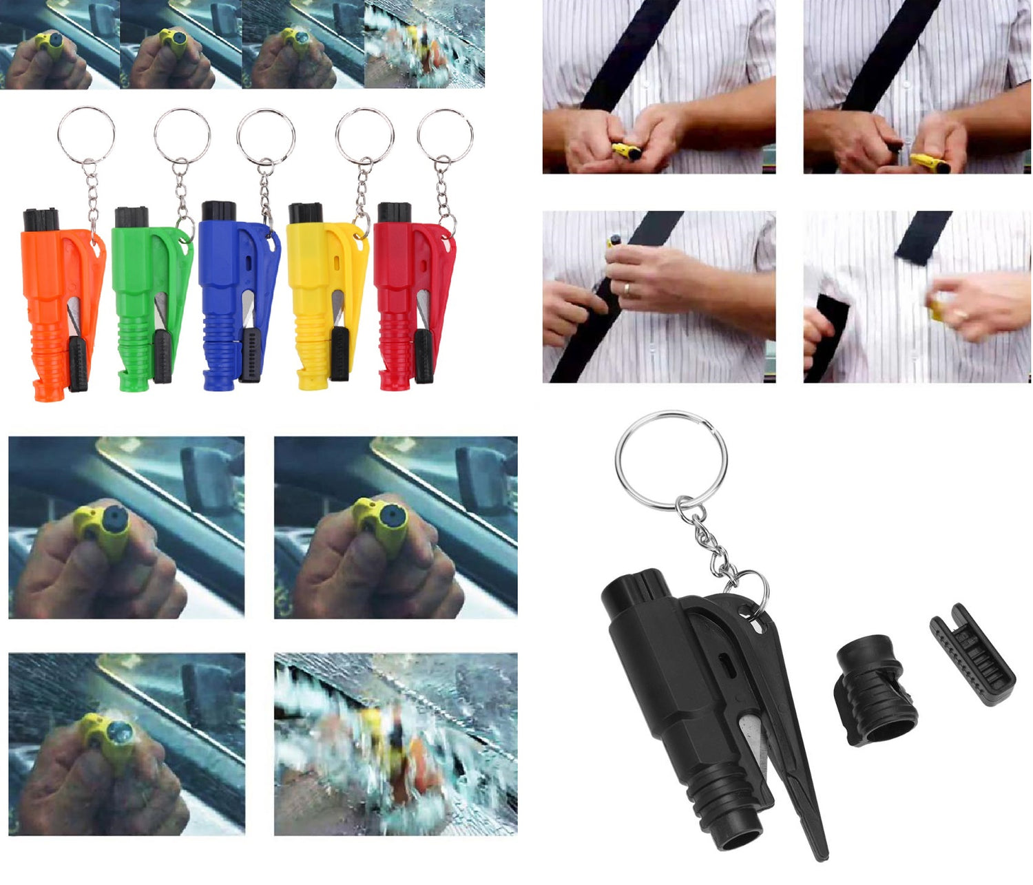 Martelo de Emergência 3 em 1 para Viaturas - Quebra Vidros / Apito / Cortador de Cinto de Segurança - Multi4you®