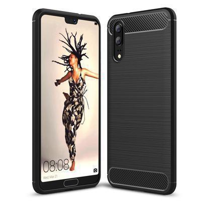 Capa Silicone Huawei P20 Fibra de Carbono Preto