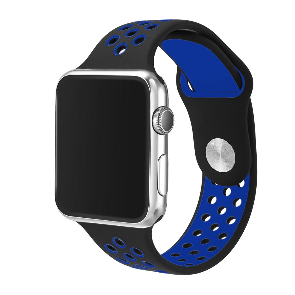 Pulseira Bracelete Desportiva Silicone para Apple Watch 42mm PRETO/AZUL - Multi4you®