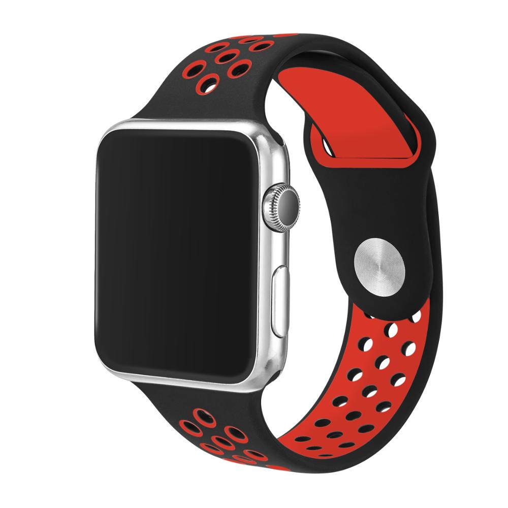 Pulseira Bracelete Desportiva Silicone para Apple Watch 38mm PRETO/VERMELHO - Multi4you®