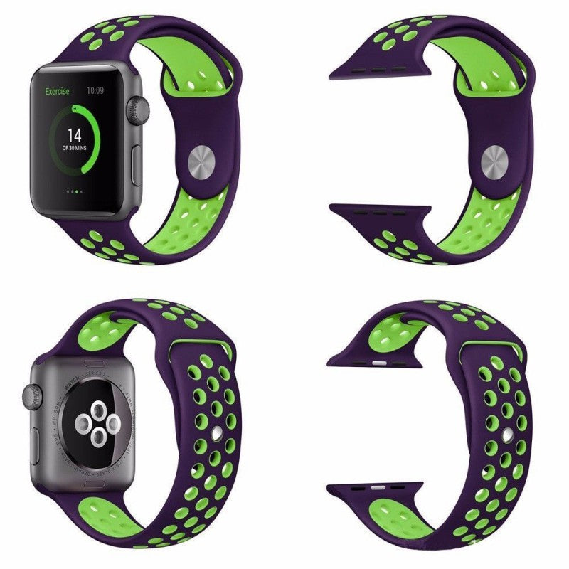 Pulseira Bracelete Desportiva Silicone para Apple Watch 42mm ROXO/VERDE - Multi4you®