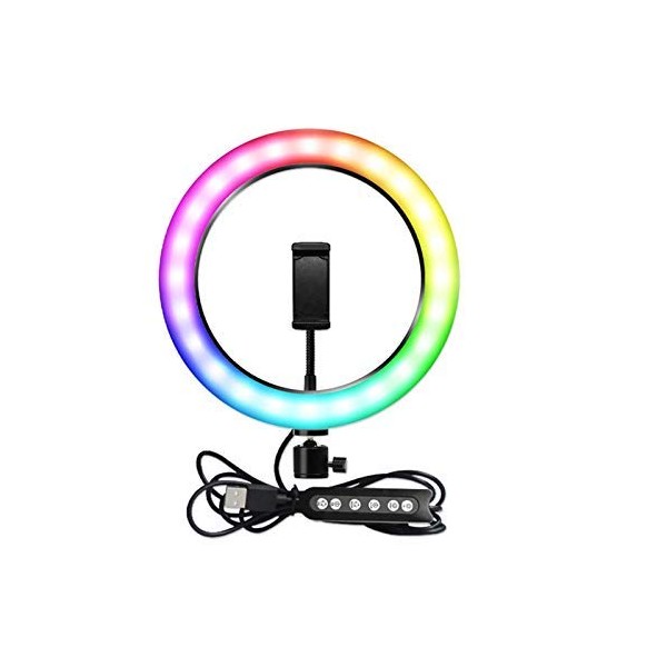Anel Luz LED RGB 26 cm + Suporte Tripé 2 metros Ring Light MJ26